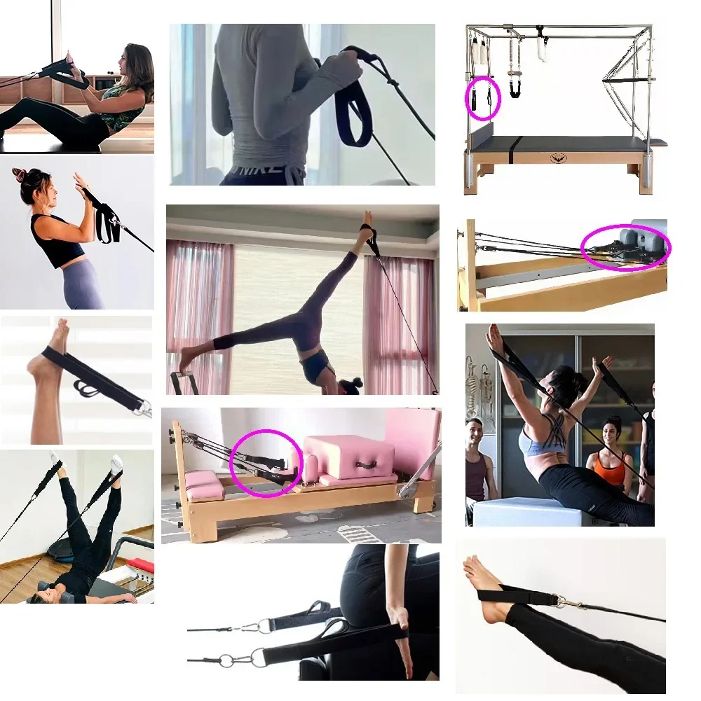 Double Ring Elastic Yoga Pilates Bed Exercise Accessory Ankle Buckle Pilates Stretch Strap Resistance Band elastic cord