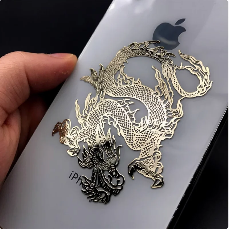 Chinese dragon phoenix pattern mobile phone laptop car universal metal sticker