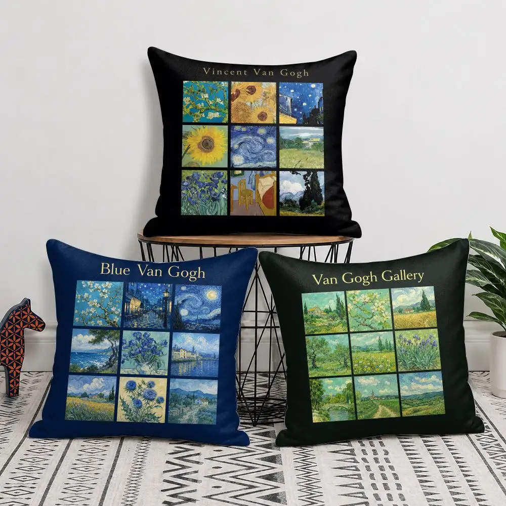 Van Gogh Painting Art Cushion Cover Short Plush Soft Double-Sided Printing Pillow Case Cozy Sofa Bedroom Home Decor Gift 2