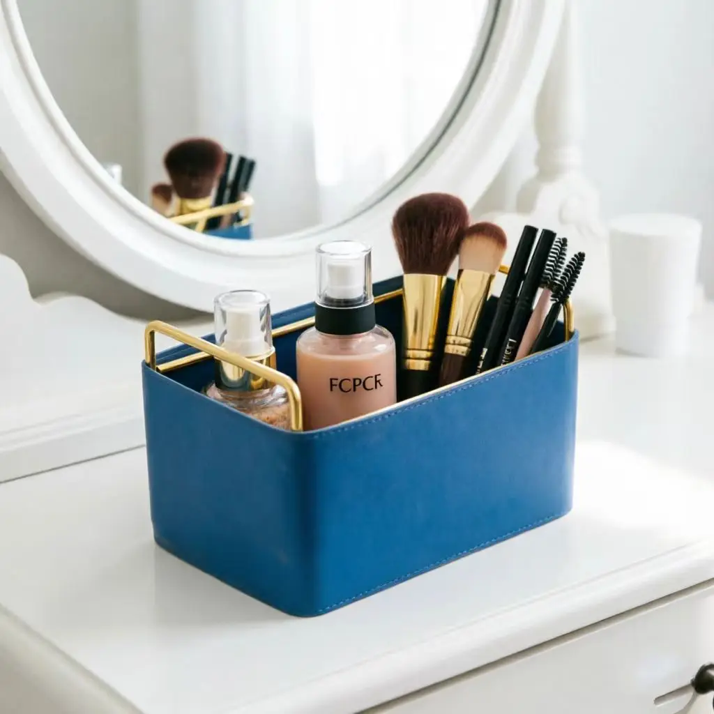 Creative High-end Leather Storage Box Large Household Bedroom Living Room Office Cosmetics Remote Control Sundries Furnishings