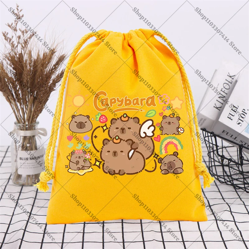 

Capybara Cartoon Cute Drawstring Bag Anime Printed Handbag Fashion Storage Pouch Casual Draw String Bags Girl Birthday Gift 2026