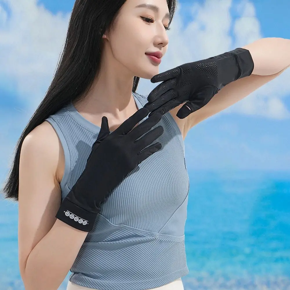 Long Sunscreen Gloves Ice Silk Elastic Sun Protection Gloves Touch Screen Slip Resistant Cycling Driving Gloves Running Sports