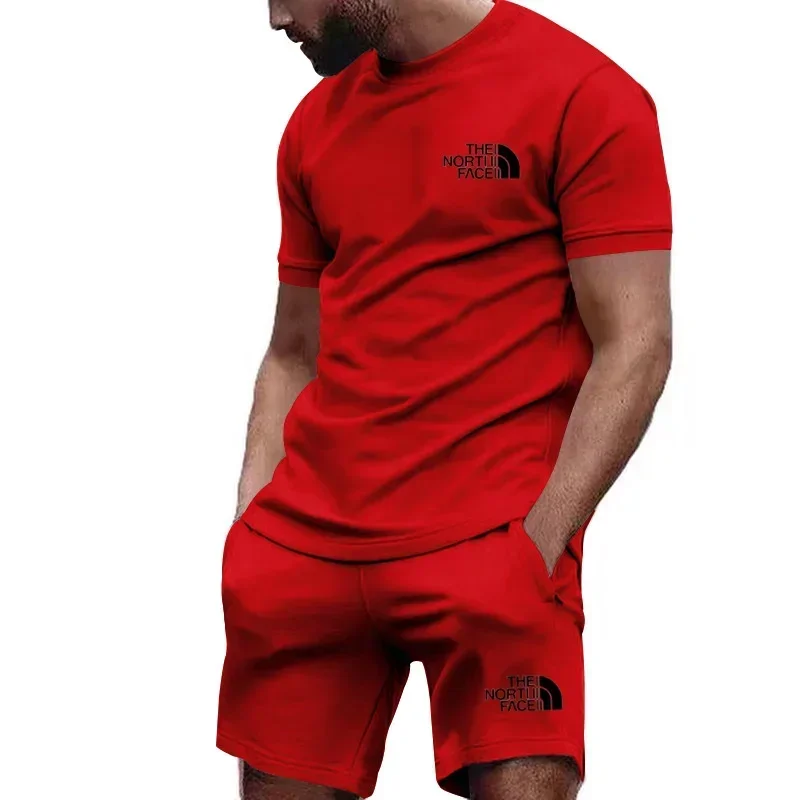 2024 new men\'s sportswear short sleeved T-shirt and sports shorts summer casual jogging pants set men\'s two-piece set