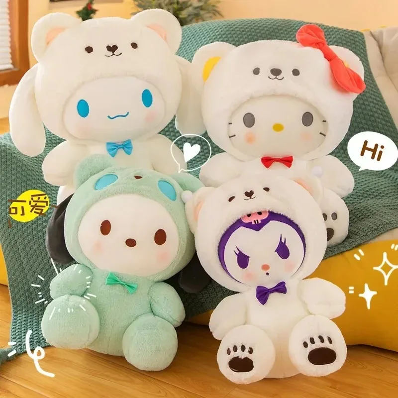 

45cm Sanrio Cute Hello Kitty Kuromi Melody Plush Toy Cinnamoroll Big Ear Dog Soft Stuffed Doll Kt Cat Sleeping Pillow Kids Gifts