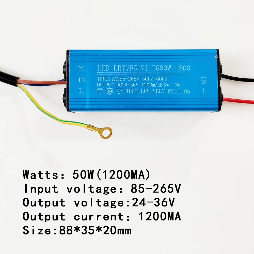 LED Driver 50W 700MA 1050MA 1200MA 1500MA alimentatore proiettore LED Driver light Transformer IP65 adattatore impermeabile DC24-36V