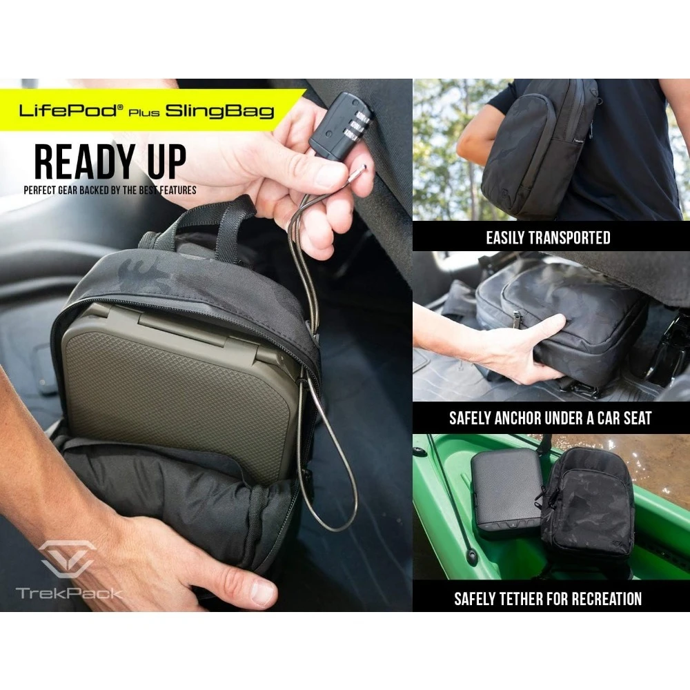 Caso de arma de bloqueio eletrônico à prova dwaterproof água seguro organizador viagem portátil lifepod slingbag pacote caixa armazenamento áspero seguro