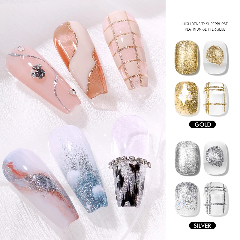 CHUNSHU Glitter Painting Gel Nail Polish Density Platinum Semi-solid 5G Reflective LED UV Gel Soak Off Gold Silver Drawing Liner