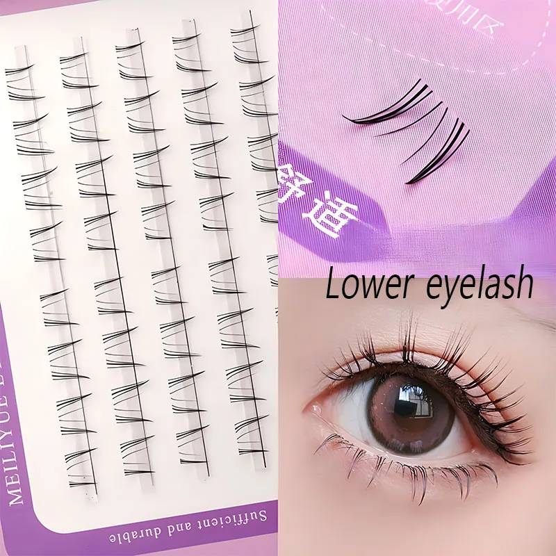 

40 Clusters Of V-Shaped Lower Eyelashes Transparent Stem Lashes Natural Simulation Slightly Warped False Eyelashes Makeup Tool