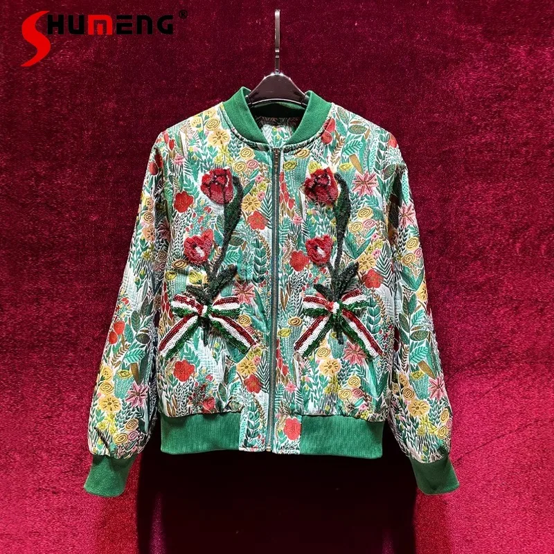 

Fashion Design Chaquetas Heavy Industry Sequin Embroidery High-end Sense Long-sleeved Jacket Women's Autumn 2024 Versatile Coats