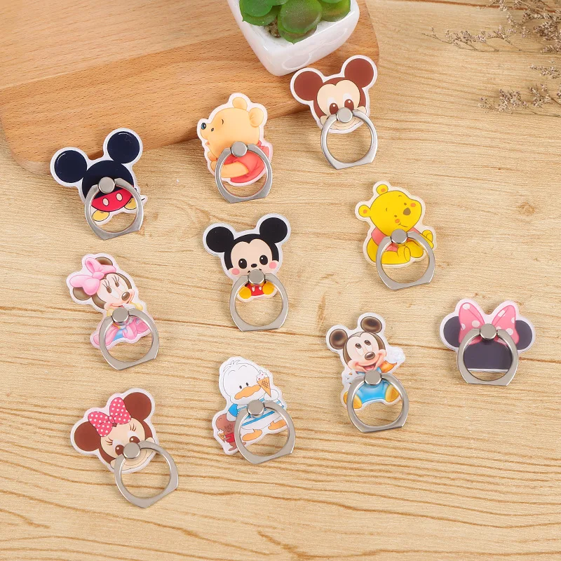 Disney Kawaii Topolino Minnie Supporto per telefono cellulare Mobile Winne the Pooh Anello per telefono Fibbia Figura di cartone animato Supporto per telefono Bambola