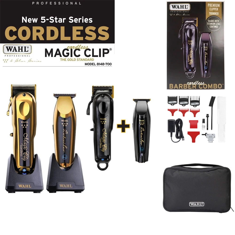 Wahl 5 Star Series Cordless Magic Clip Detailer Li, Professional Hair Clippers/Trimmer for Men, 8148 Senior 1919 Barber Combo