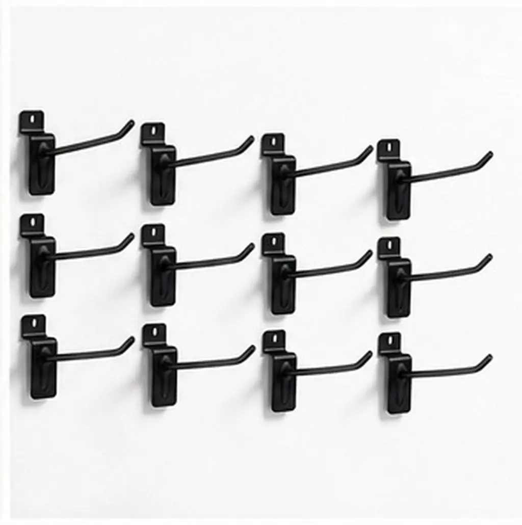 20Pcs Strong Iron Slatwall Hooks Easy Install Heavy Duty Display Hooks for Garage Workshop Retail Space Optimization Slatwall