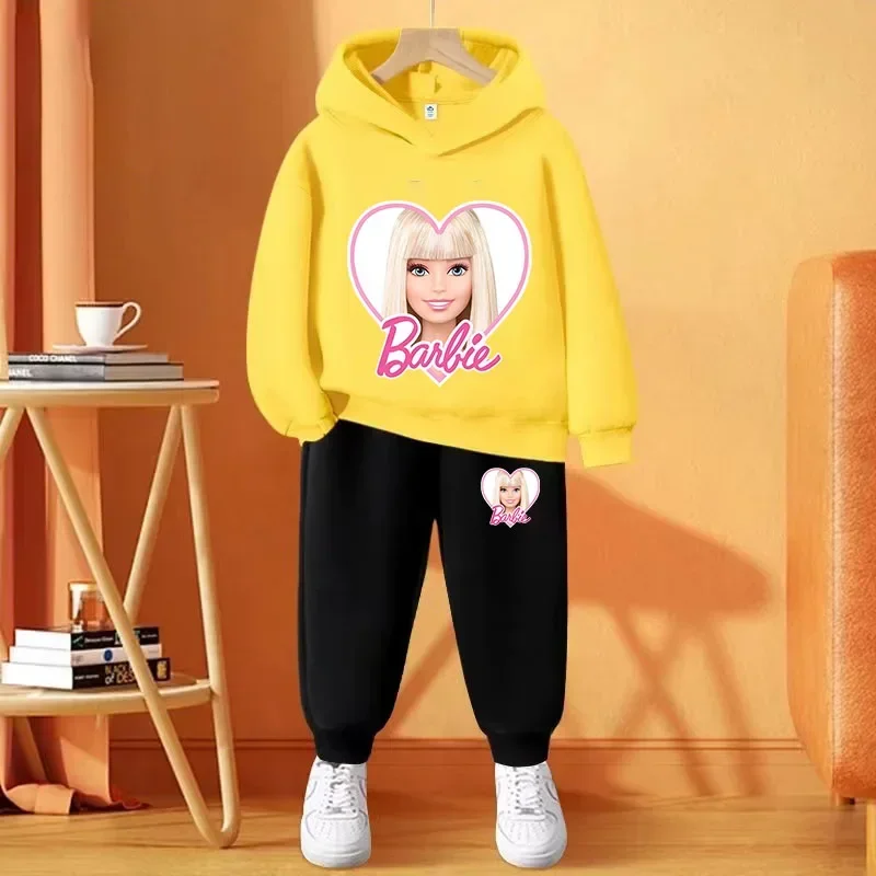 Boys Girls Clothes Barbie Hoodie Set Kids 2pcs Spring Autumn Toddler Girls Cartoon Hooded +pants Tracksuit Girls Clothing