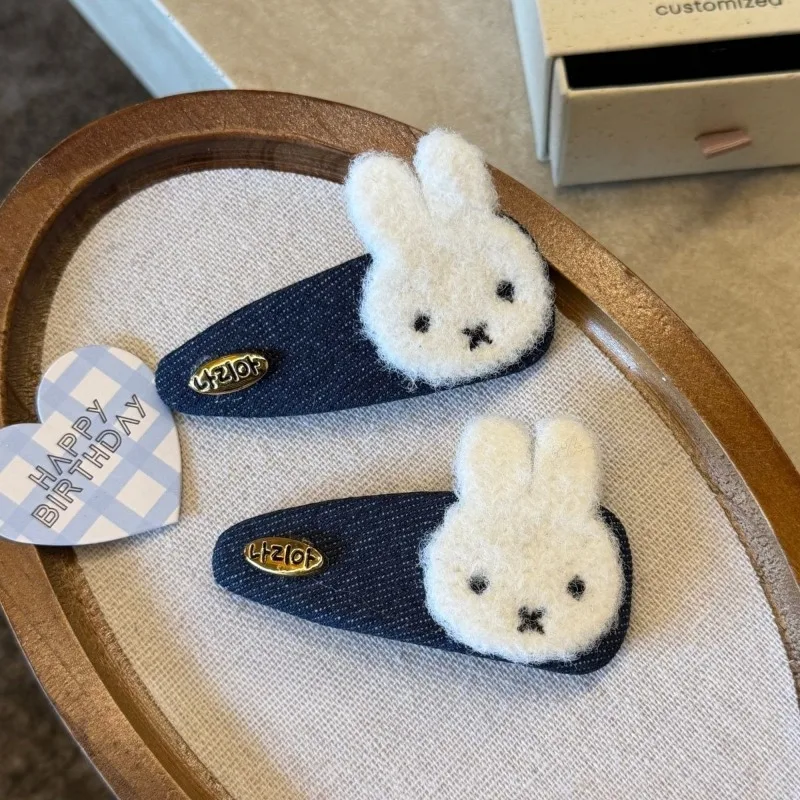 New Kawaii Miffy Cartoon Cowboy Miffy Rabbit Hair Clip Cute Edge  Bangs Broken Hair Clip Hair Accessory Girl Gift