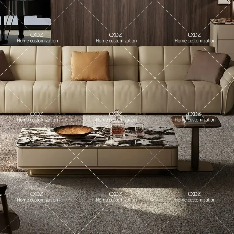 Natural Marble Coffee Table Modern Simple Luxury Stone Centerpiece for Living Room Villa Home Decor 2025 New Arrival