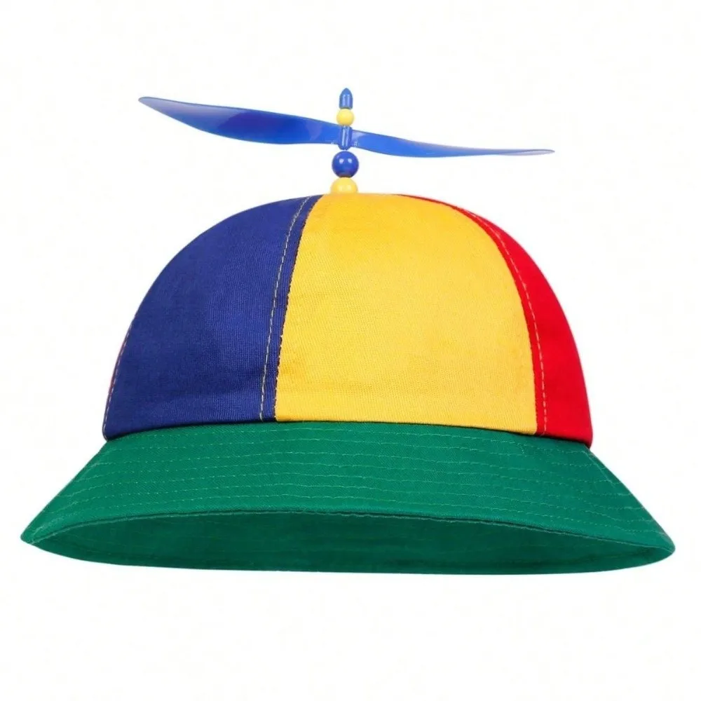 Detachable Propeller Baseball Cap Cotton Color-block Bamboo Dragonfly Cap Rainbow Design Sunscreen
