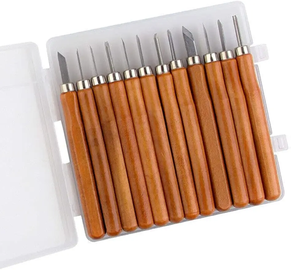 Madeira escultura mão cinzel Tool Set, profissional carpintaria Gouges, aço, 12pcs