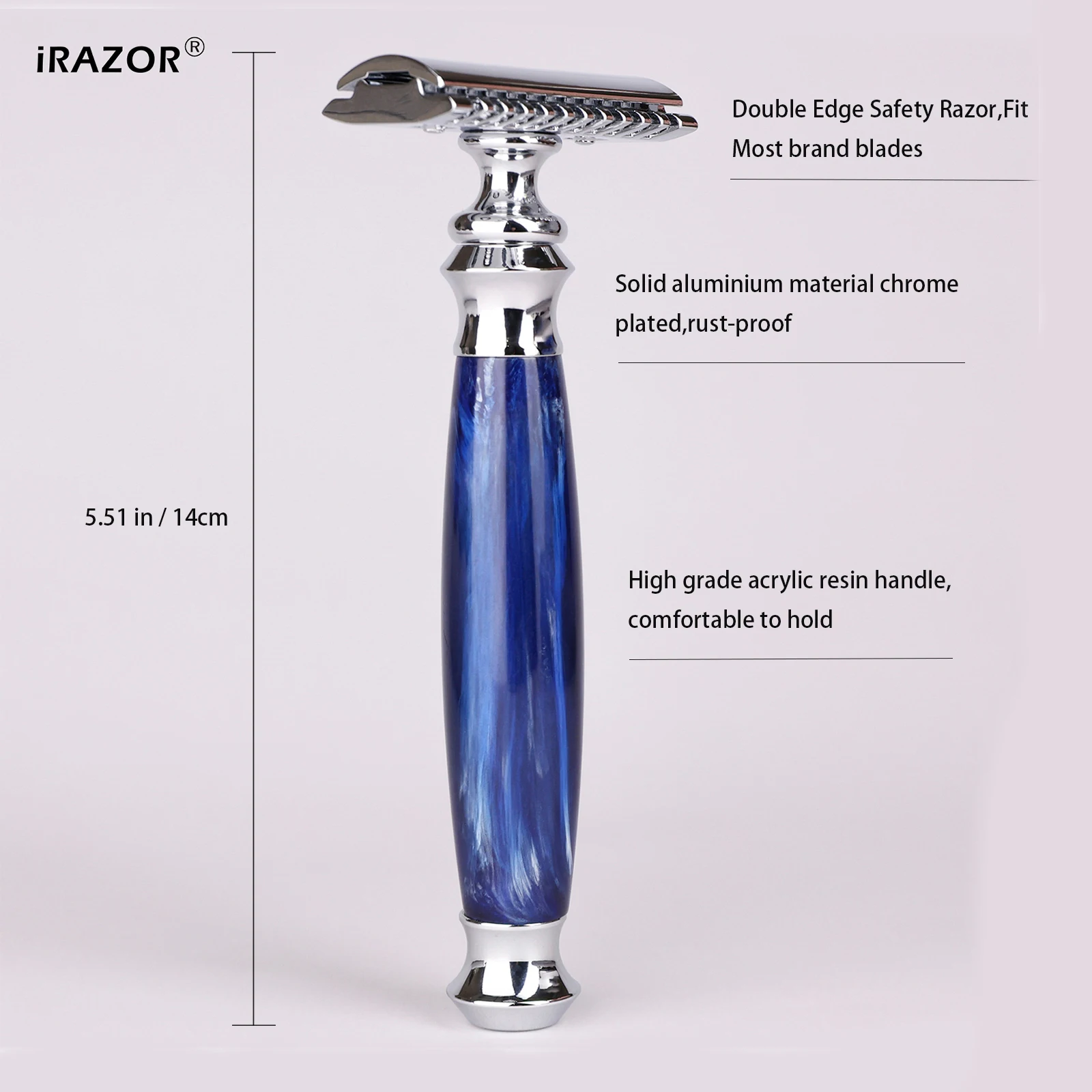 iRAZOR DE Safety Razor for Men - Body Hair & Face Beard Shaving Manual Wet Shaver Grooming Tool for Barber Shops Holiday Gift