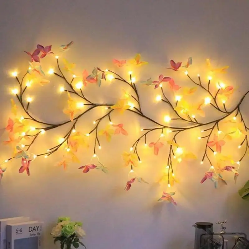 Butterfly Vine Lights LED Flexible Vine Light Wall Butterfly Fairy Novelty String Light Ambient Lighting 8 Color Changing For