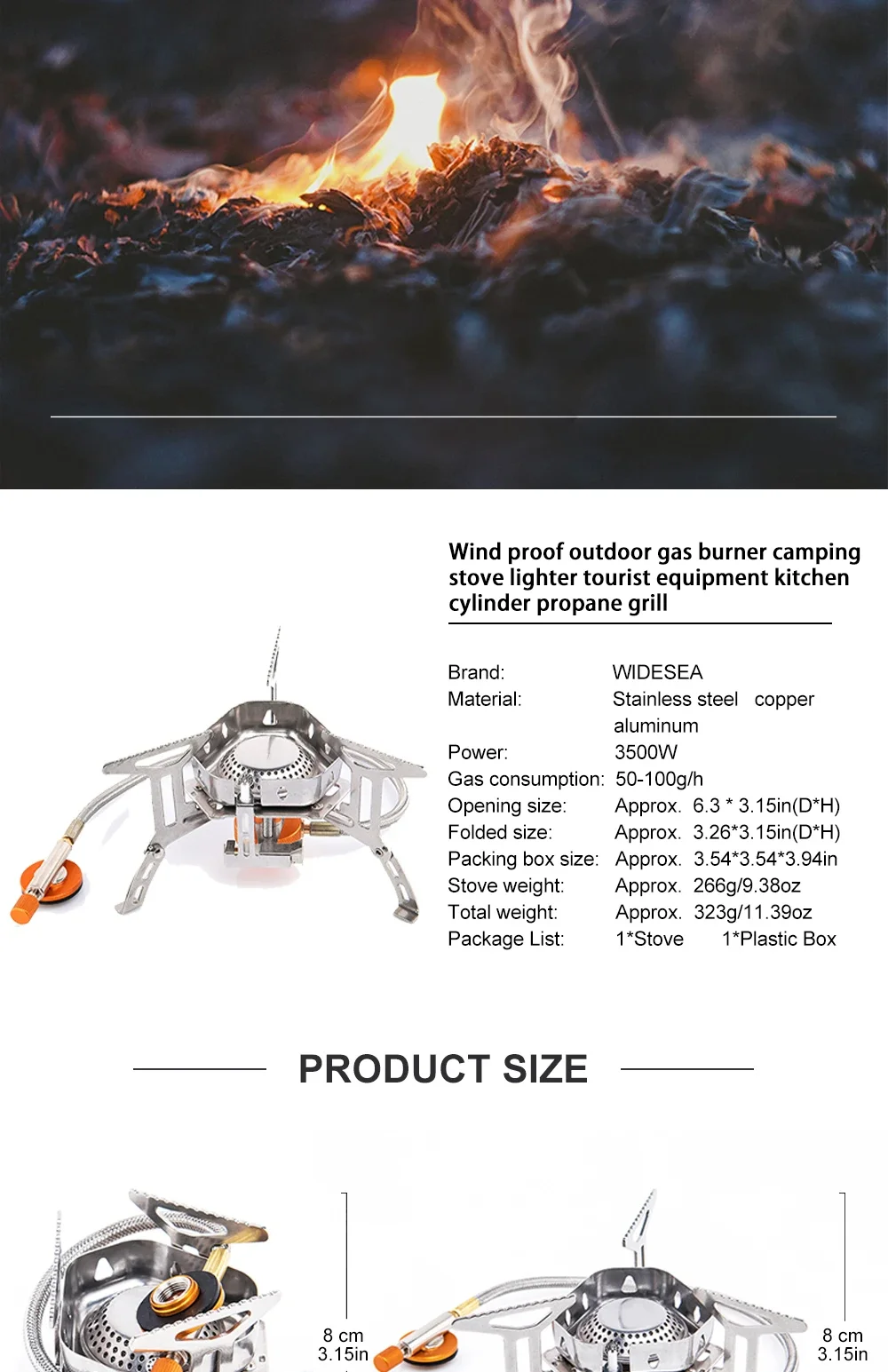 Camping Winddichter Brenner 3200 W Winddicht Faltbare Elektrische Zündung Outdoor Tragbarer Gasherd Outdoor Camping Wandern Angeln – Detail 7