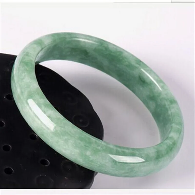 Genuine Natural White Green Jade Bangle Bracelet Chinese Hand-Carved Fashion Charm Jewelry Accessories Amulet Gifts Men Women