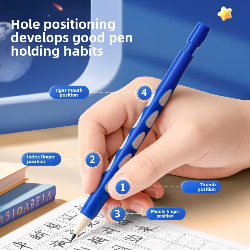 Triangular Hole Grip Automatic Pencil Posture Correction HB Thick Lead Refillable No Sharpening Student Writing Stationery