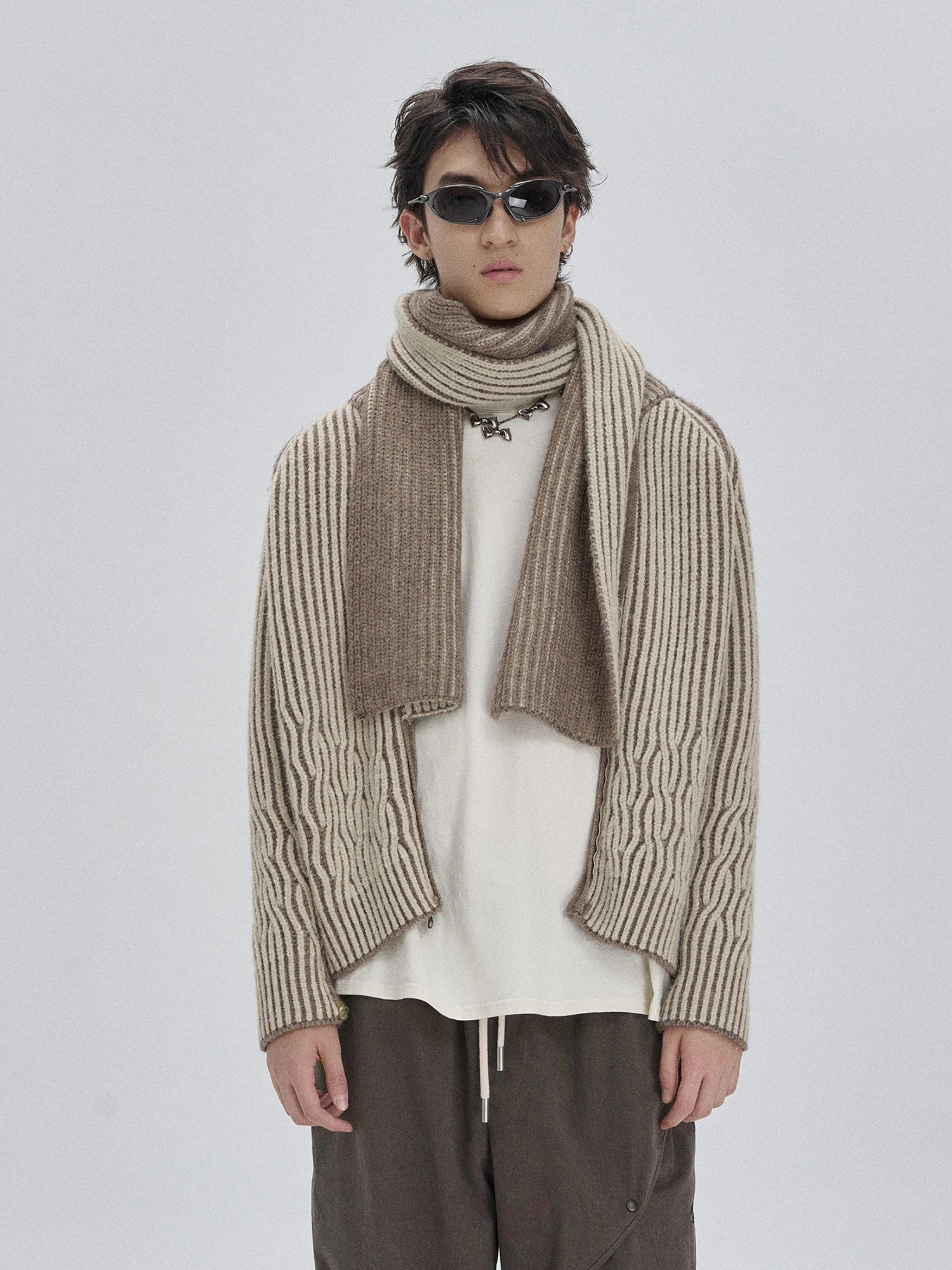 UNDEMPT 24AW الشارع الشهير وشاح طويل محبوك دافئ ومتعدد الاستخدامات للأزواج اليابانية الرجعية عادية فيبي نمط محايد الحد الأدنى