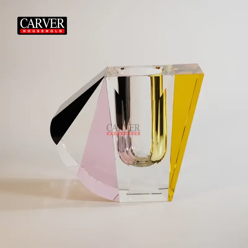 Modern Luxury Crystal Vase High End Home Decoration Ornaments Fashion Craft for Living Room Table Centerpiece Elegant Design