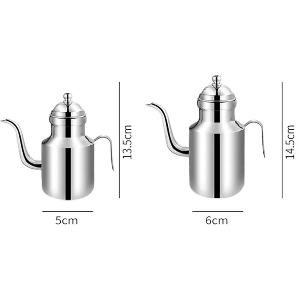 310/500ml Stainless Steel Oil Bottle Rustproof Long Spout Oil Pot Leak-proof Arabic Style Grease Container Soy Sauce