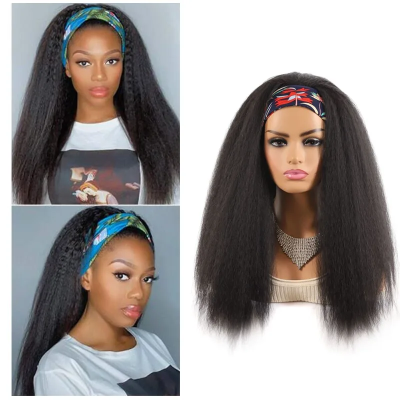 

Бюджетный синтетический парик с повязкой на голову – текстуры Yaki Straight и Kinky Straight с длительной фиксацией формы, нескользящая повязка на голову