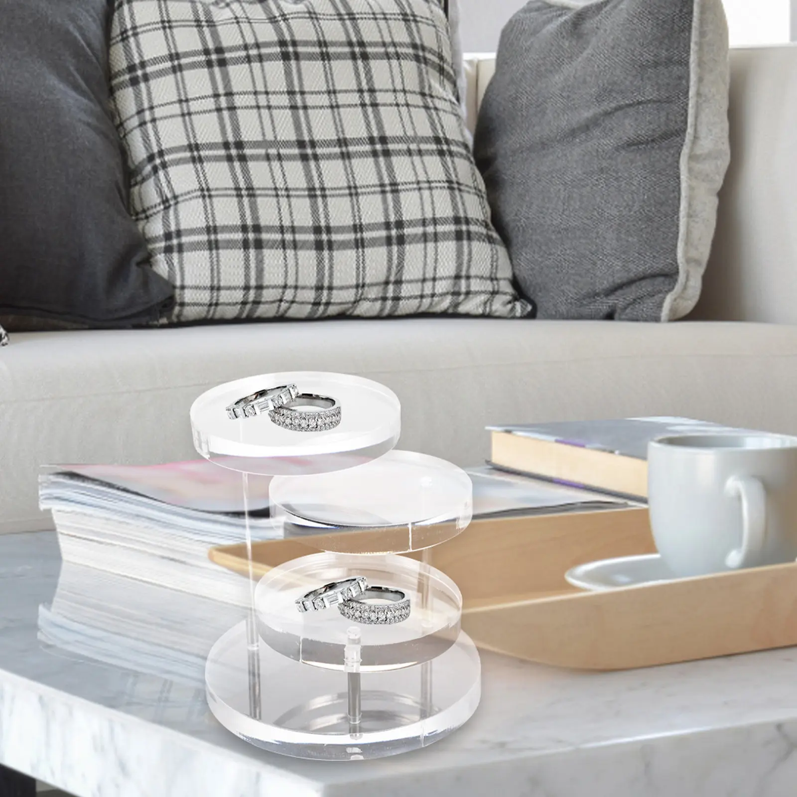 

Акриловая многоуровневая подставка-органайзер для украшений, прозрачный держатель для мелочей, для моделей часов, для использования в розничных магазинах