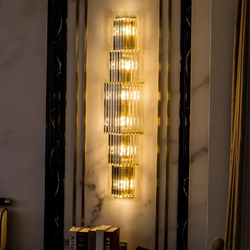 Luxury hotel lobby large crystal wall lamp suitable for club halls villa living rooms bedrooms and banquet indoor lighting fixtu