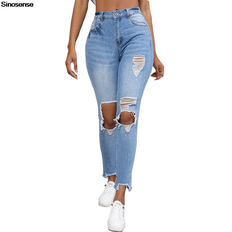 

Skinny Ripped Jeans For Women High Waisted Stretch Butt Lifting Slim Fit Distressed Denim Pants Y2K Streetwear Jeggings Jeans