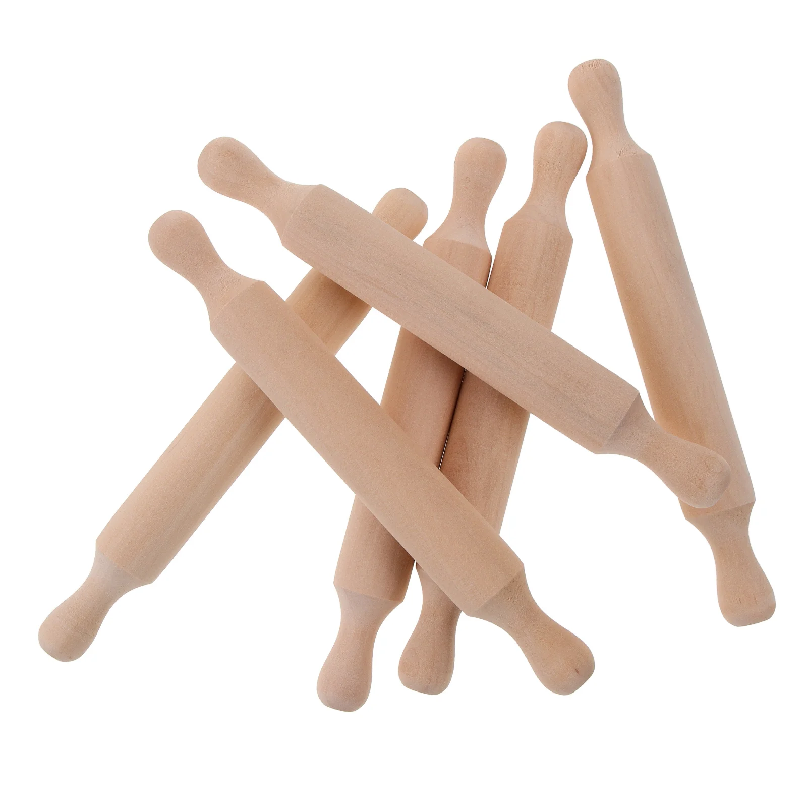 

6 Pcs Mini Rolling Pin Children Kitchen Tools Wood Baking Plaything Material Kids Educational Role Play Set Small Sticks