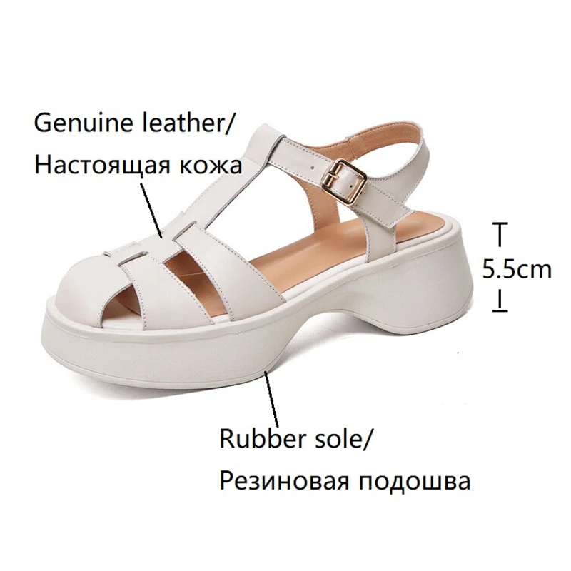 Nowe letnie kobiety buty ze skóry naturalnej kobiety Cover Toe sandały na grube obcasie buty na wysokim obcasie dla kobiet zwięzłe sandały damskie