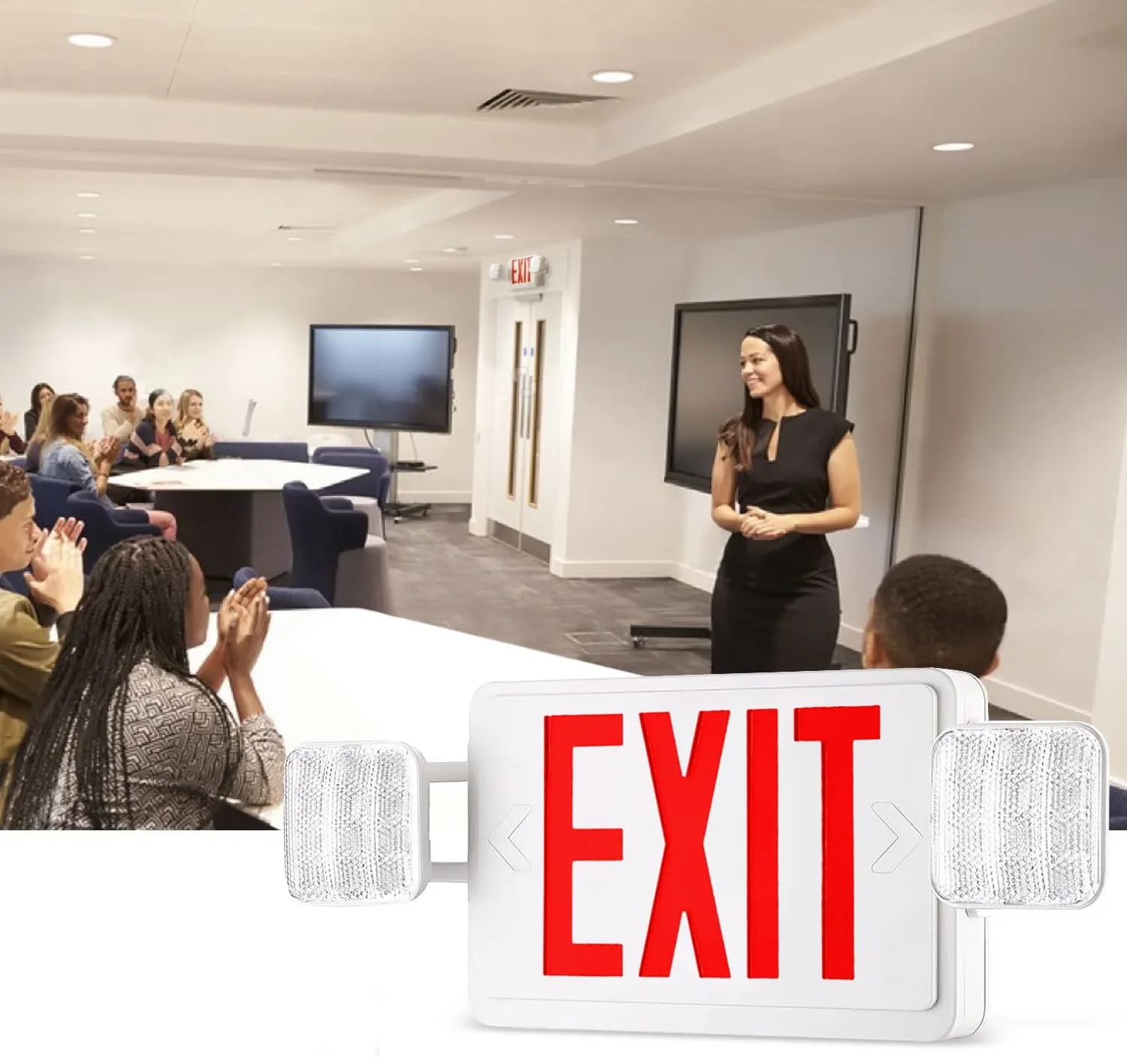 In Voorraad Laagste Prijs Draagbare Twin Head Exit Oplaadbaar Met Noodlicht