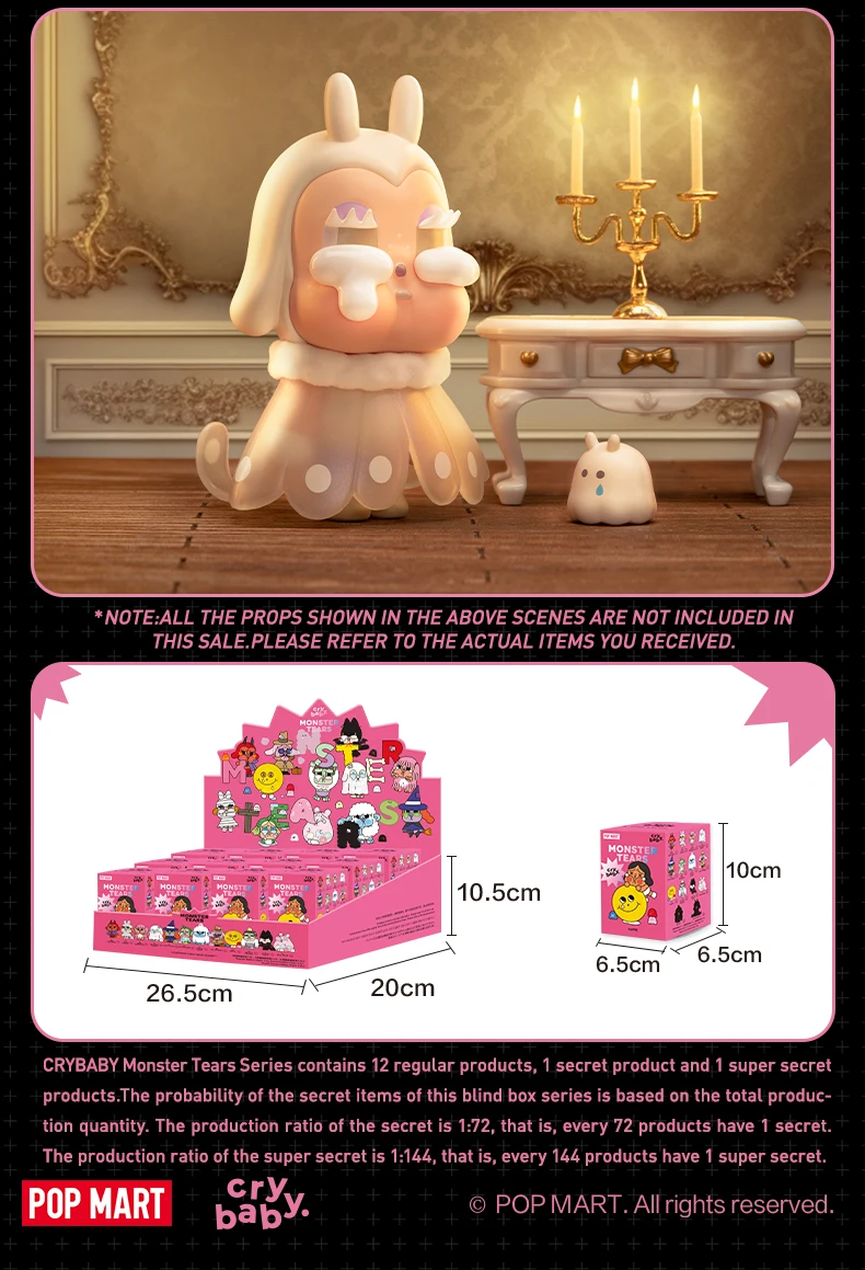 POP MART CRYBABY Monster Tears Series Caixa Misteriosa 1PC/12PCS
