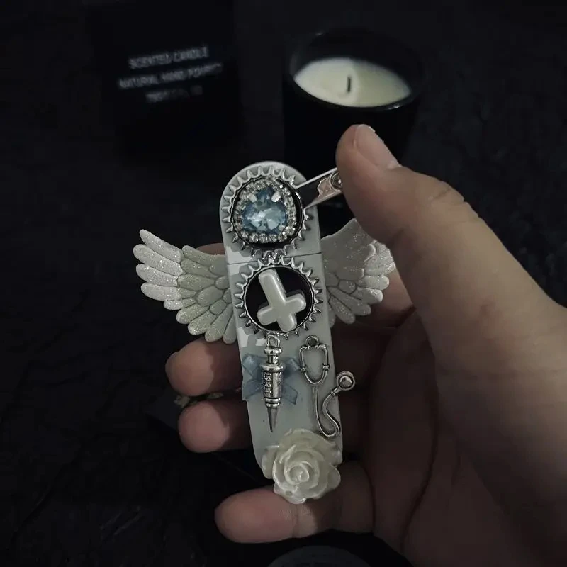 Angel Wings Pure White Equipment Lighter Sacred Pink Flame Lighter