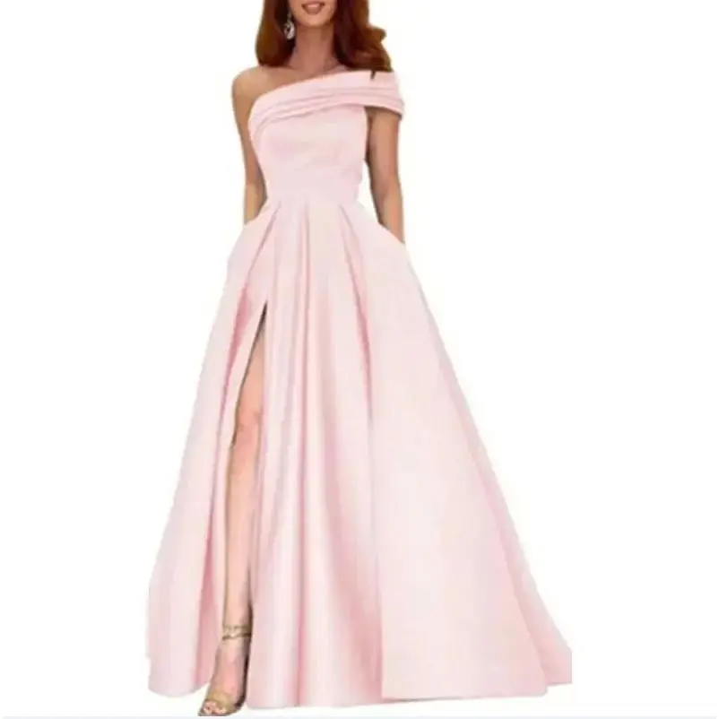 Ele Evening Gown Women's Luxury Asymmetrical oulder Dr Stage Performance Host Long Skirt High Waist No Sve
