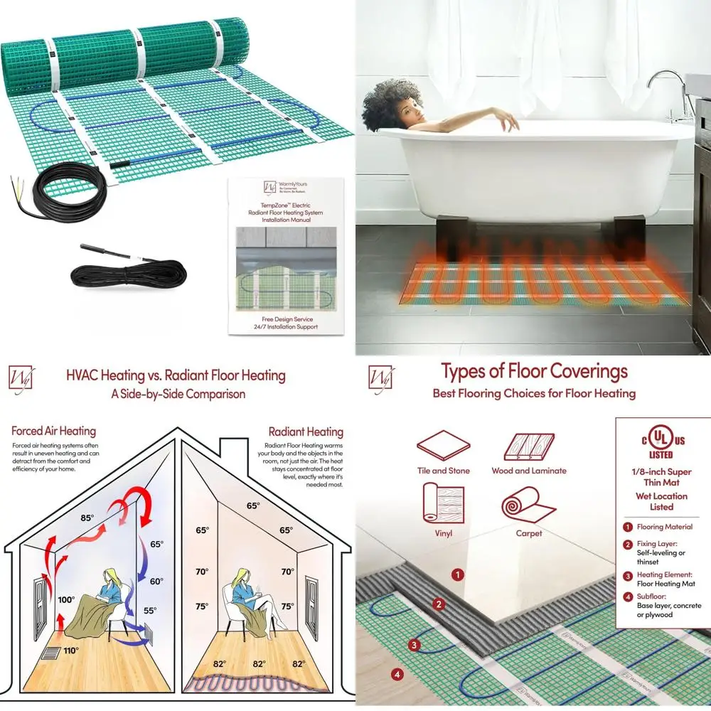 

Electric Radiant Floor Heating Mat 3x6 Feet - Fast Even Heat Ideal for In-Floor Installations