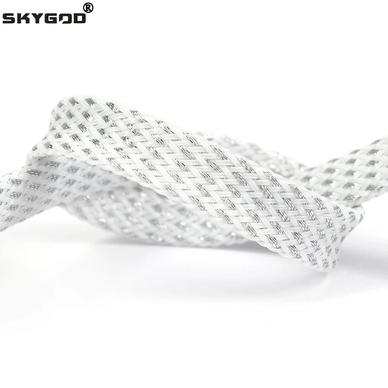 

1~50m PET Braid Sleeve White Silver 2/4/6/8/10/12/16/20/25mm High Density Snake Skin Cable Wrap Sheath For Electric Cables