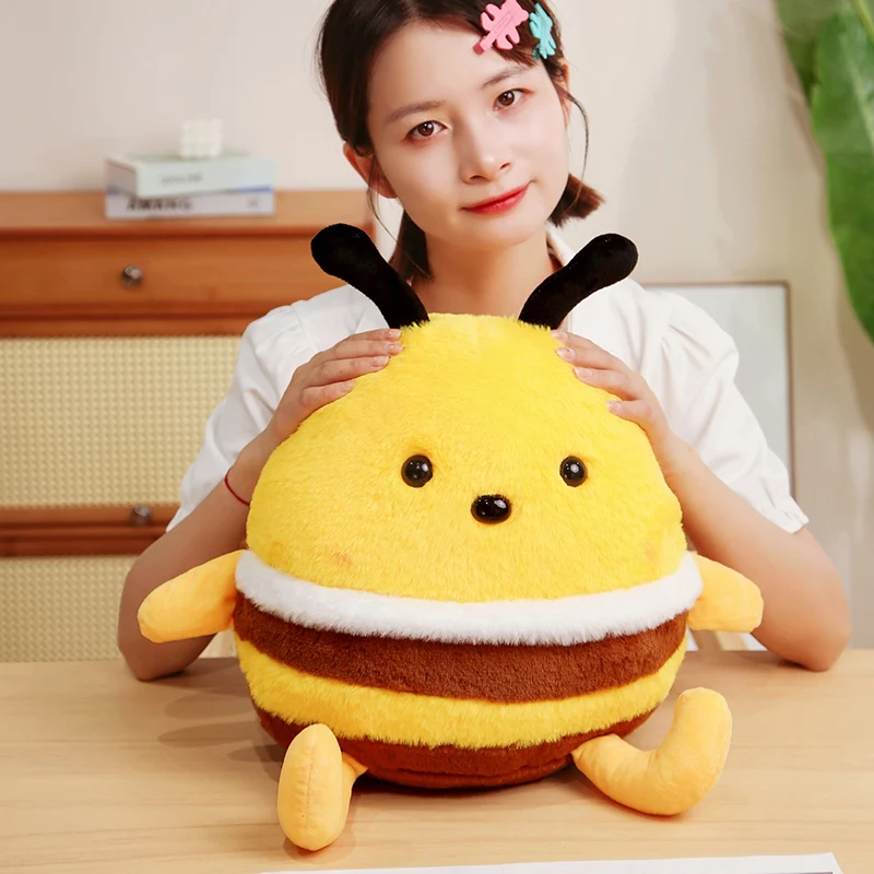 Kawaii Bee Plush Stuffed Animal Toys Soft Bumblebee Plush Toys Cute Honey Bee Pillow Girl Kids Playmate