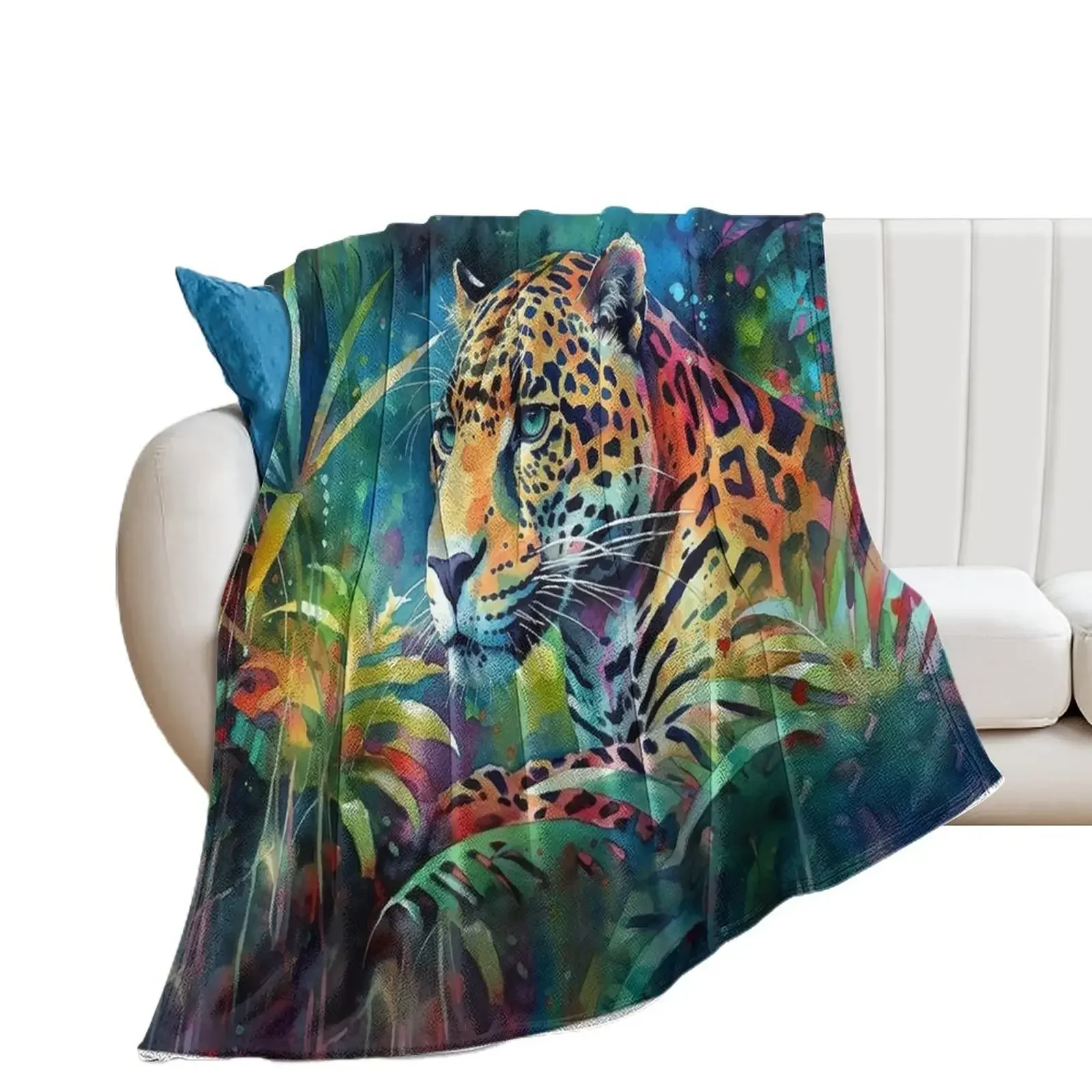 Jaguar Jungle Watercolor Throw Blanket For Baby blankets and throws Blankets