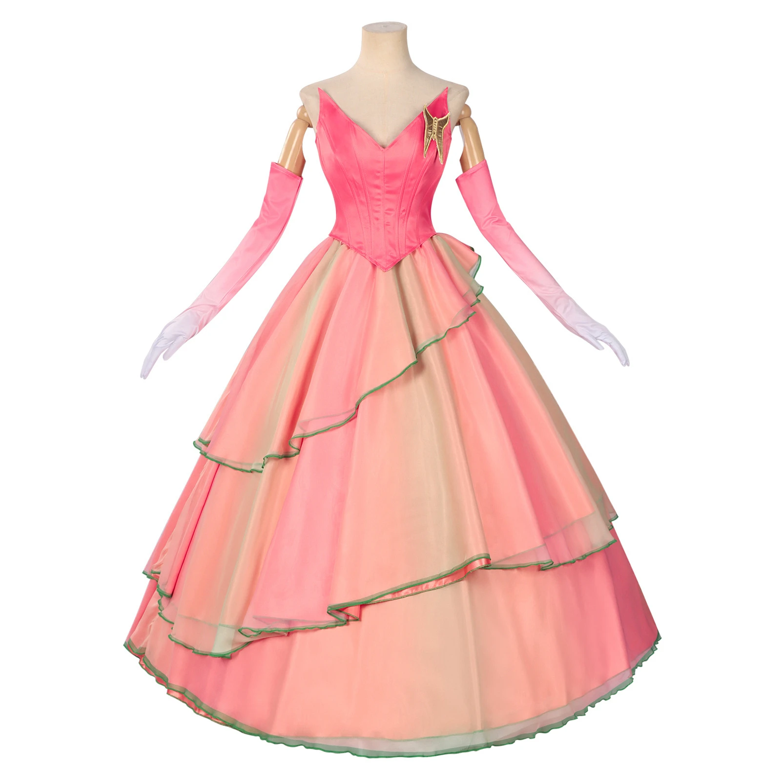 

Glinda Cosplay Costume Musical Princess Dress Movie Witch Pink Dresses Dance Dress Halloween Carnival Party Uniform