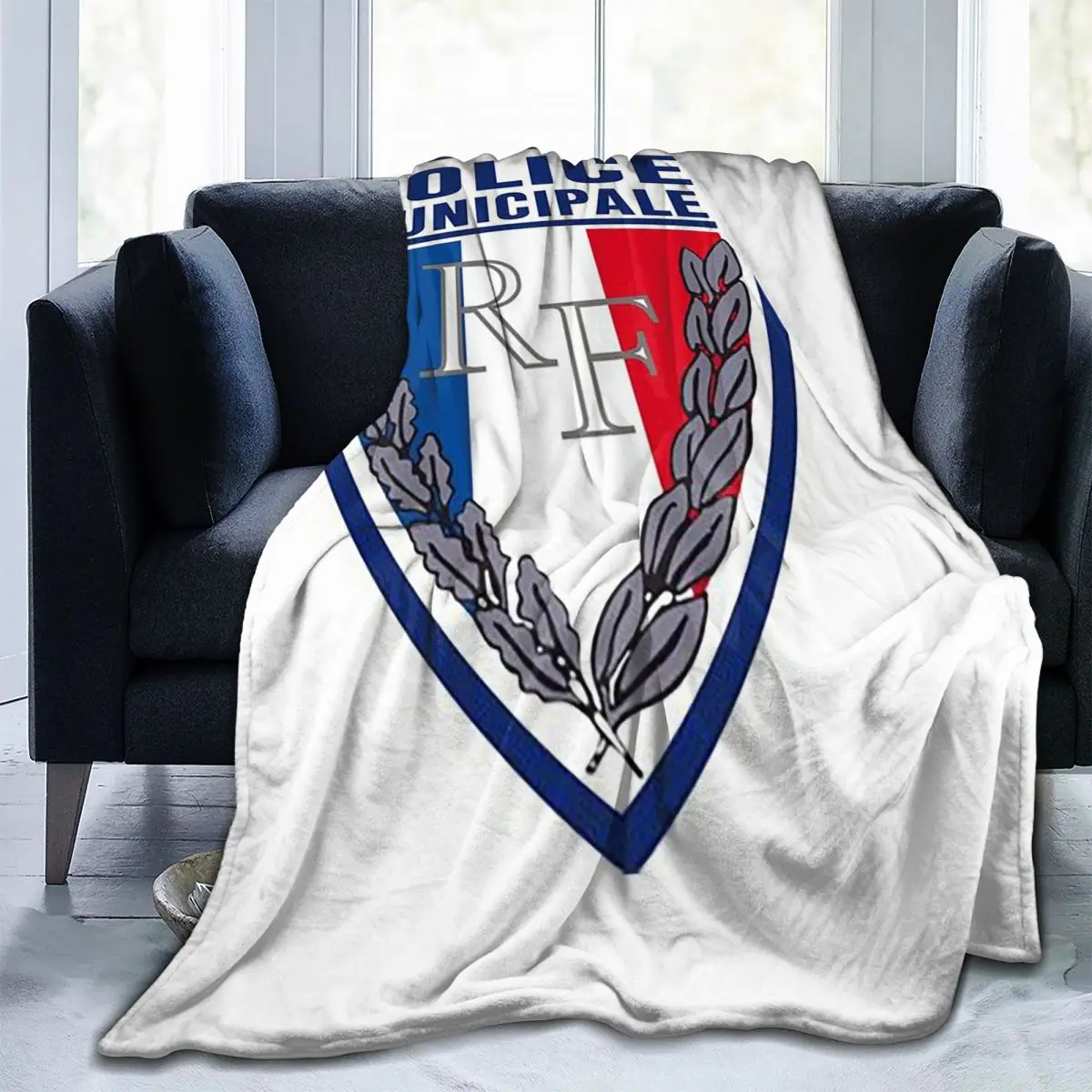 

French Municipal Police Insignia Blanket Fleece Sofa Throw Blanket Breathable for Home Bedroom Travel Throws Bedspread Quilt