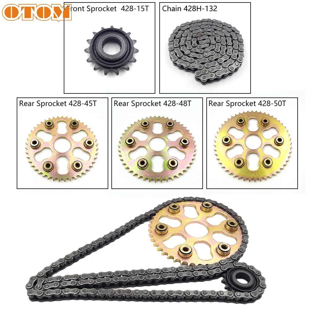 For YAMAHA Motorcycle 428-15T/45T/48T/50T Front Rear Sprocket Drive Chain 132 Link TRICKER XG250 Off-road Bike Drive Chain Kit