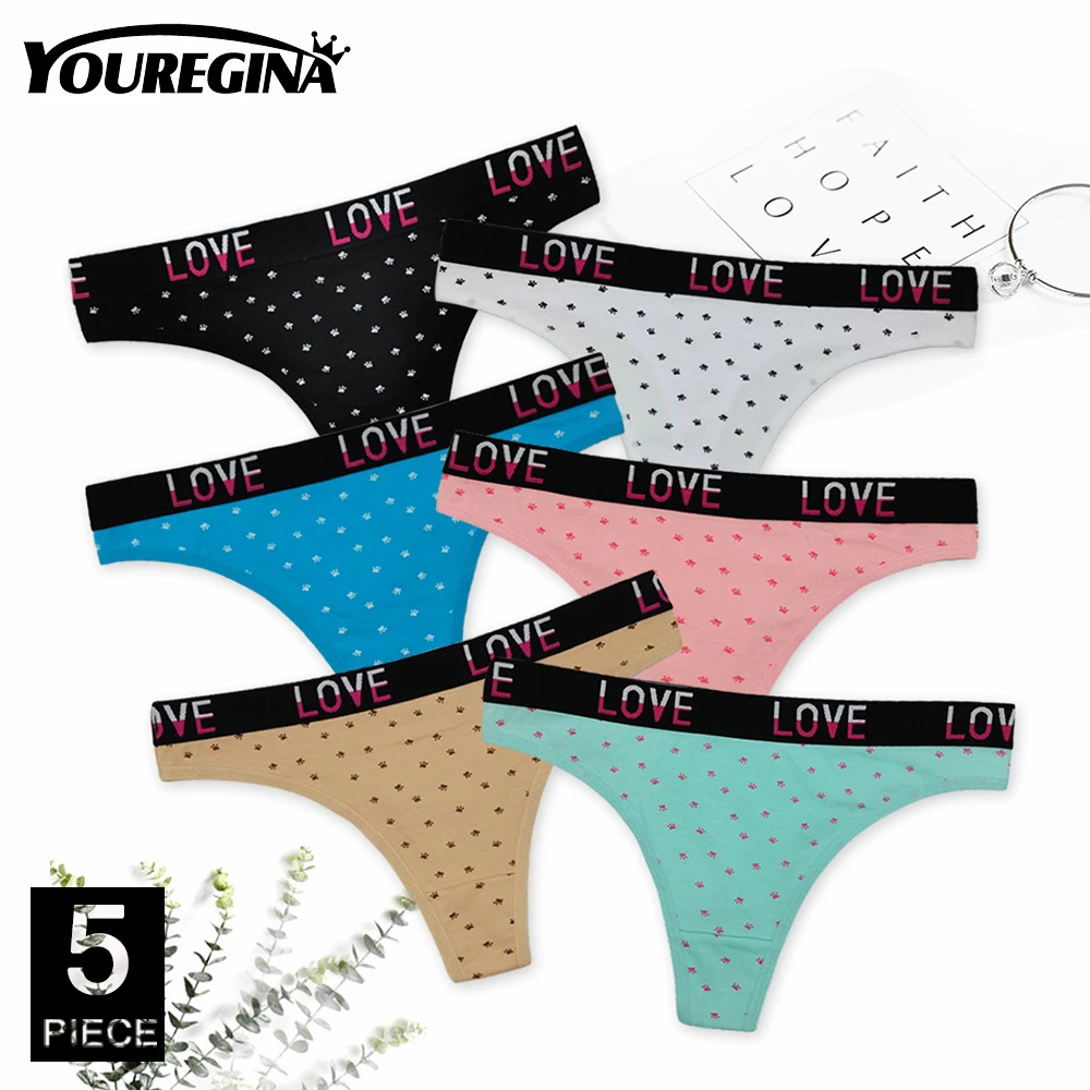 

Ladies Cotton Thong Panties Women Underwear Sexy G-string Female Underpants Comfortable Pantys Lingerie Tangas 5 pcs/lot