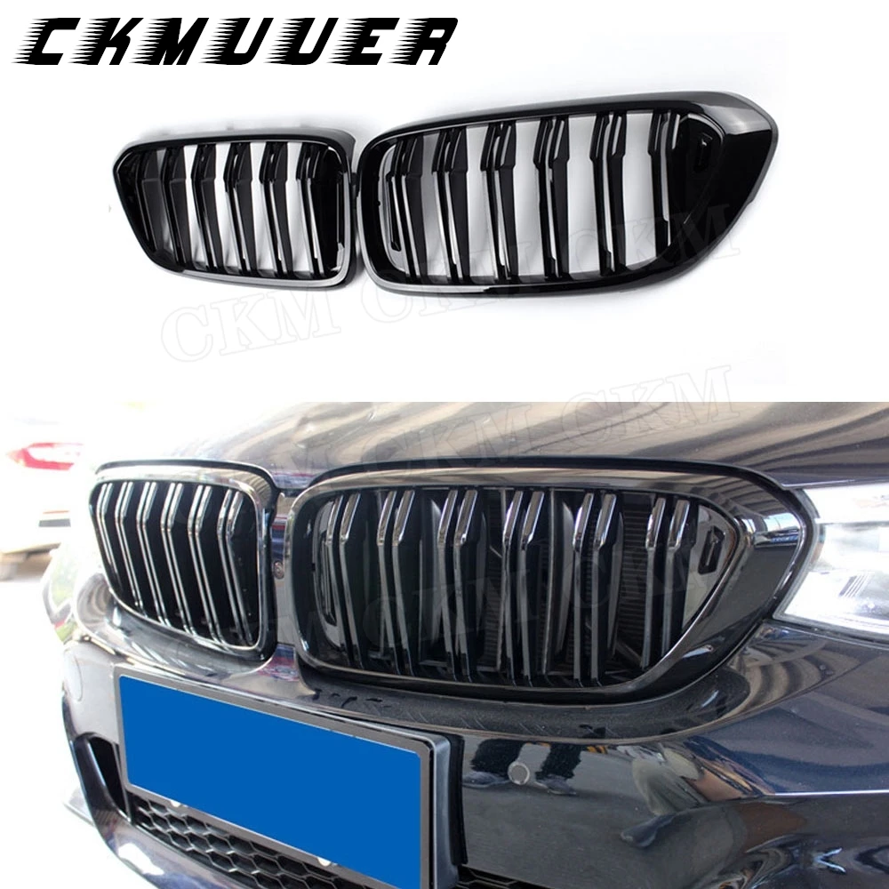 CKMUUER ABS لمعان أسود المصد الأمامي شواء الكلى شريحة مزدوجة شبكة مصبغة لسيارات BMW 6 Series GT G32 630i 2018 2019 تجميل #1