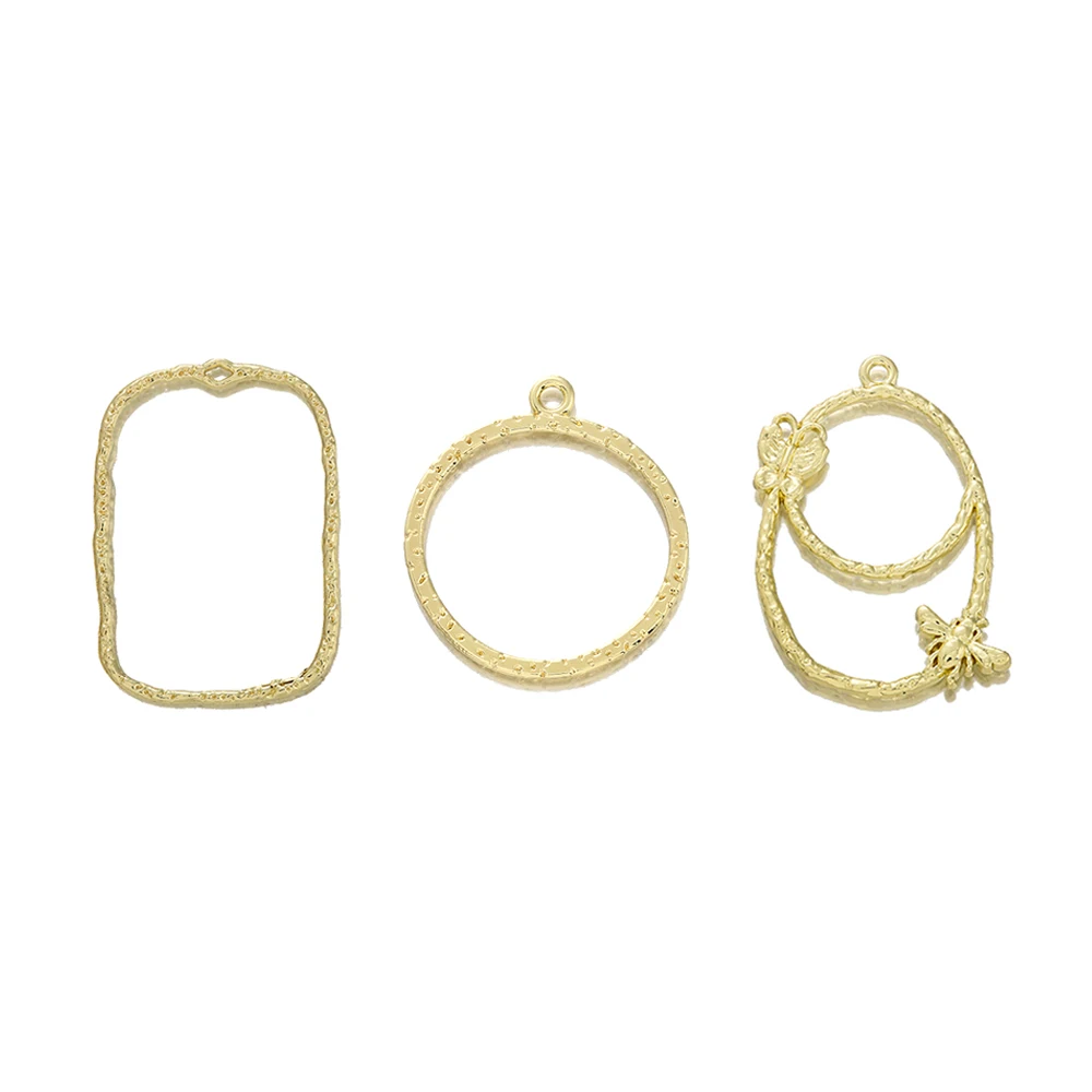 

10шт металл полая геометрия круглый прямоугольник кулон форма УФ смола пустая рамка безель Шармы для Diy Boho серьги ювелирные изделия