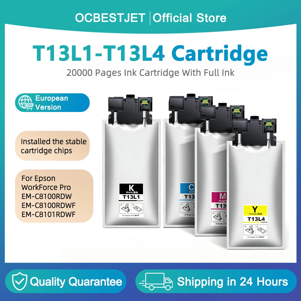 

T13L T13L1 T13L2 T13L3 T13L4 Replacement Ink Pack For Epson WorkForce Pro EM-C8100RDW EM-C8100RDWF EM-C8101RDWF Printer Ink Tank